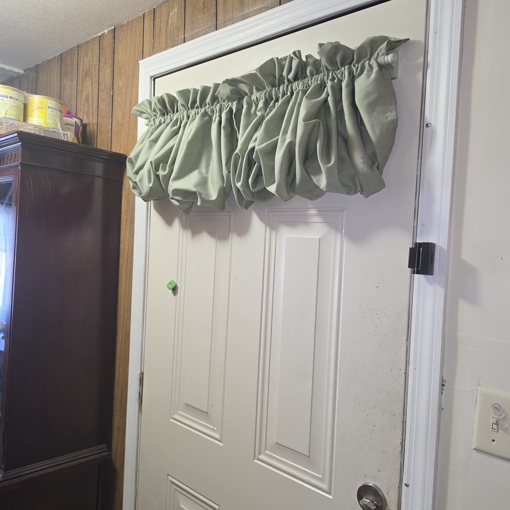 2 Ruffled Valance Curtain in Sage Green